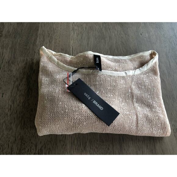 Uniq Beige Crochet Roll Tab Oversized Short Sleeve Sweater - M - Picture 5 of 5